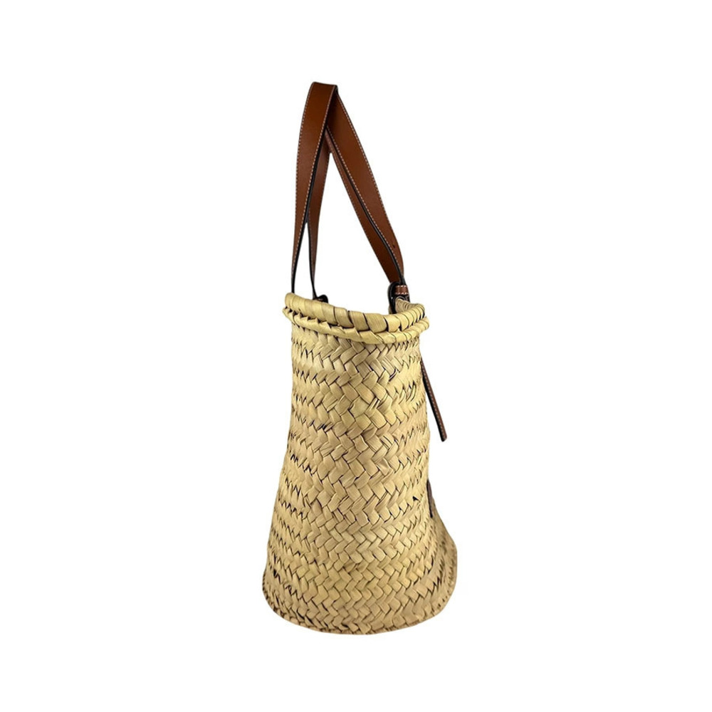 Loewe Straw Tan Tan Basket Bag Leather Handbag Tan
